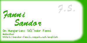 fanni sandor business card